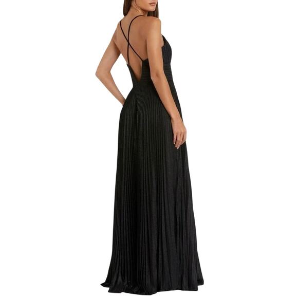 MAC DUGGAL 30725 Black Shimmer Pleated V-Neck Gown Size 20 New w/ Tag MSRP $398 - Picture 5 of 12